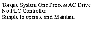 Text Box: Torque System One Process AC DriveNo PLC ControllerSimple to operate and Maintain